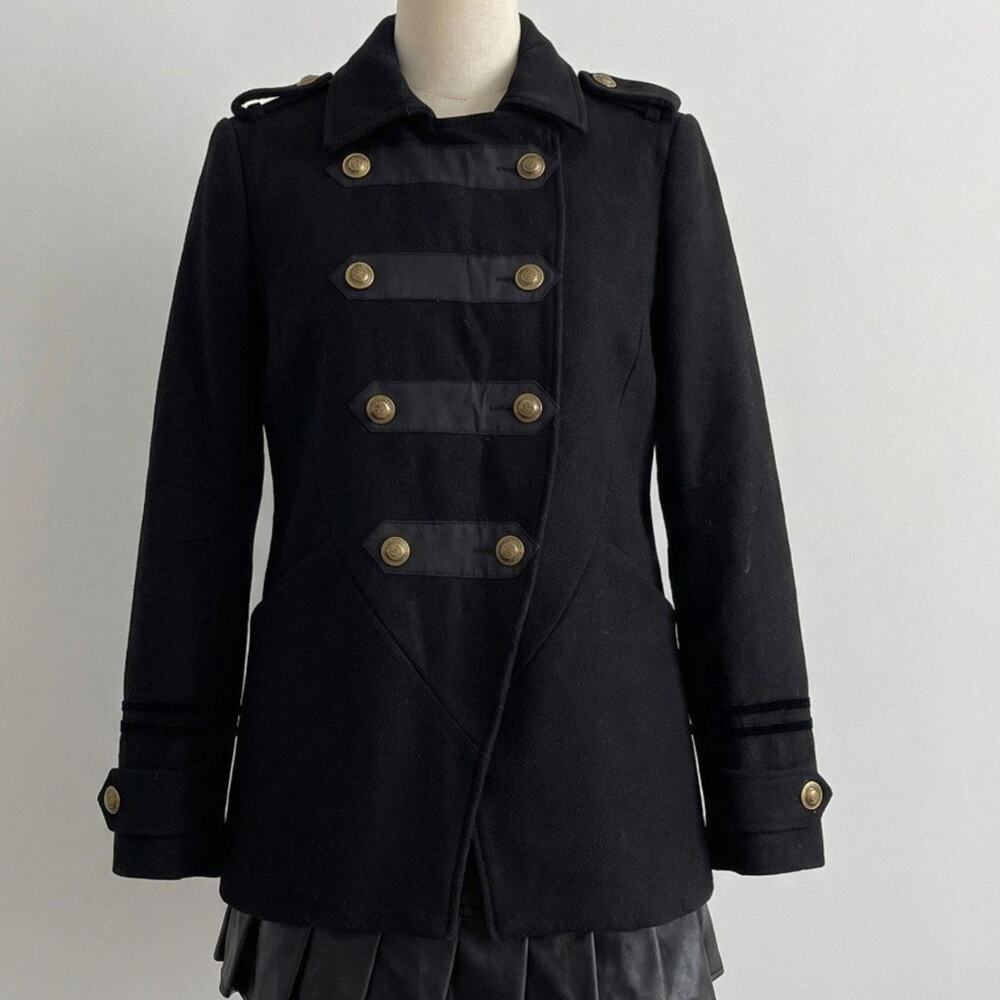 Indie Sleaze Military Napoleon Jacket Funnel Neck 90s Vamp